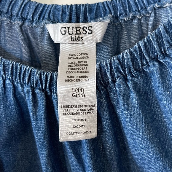 Guess Kids|Girls Denim Chambray Short sleeve romper, Bling GUESS logo•••Size 14 - Picture 4 of 5